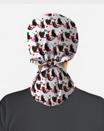 Black Cat Valentine Heart Charm Scrub Cap