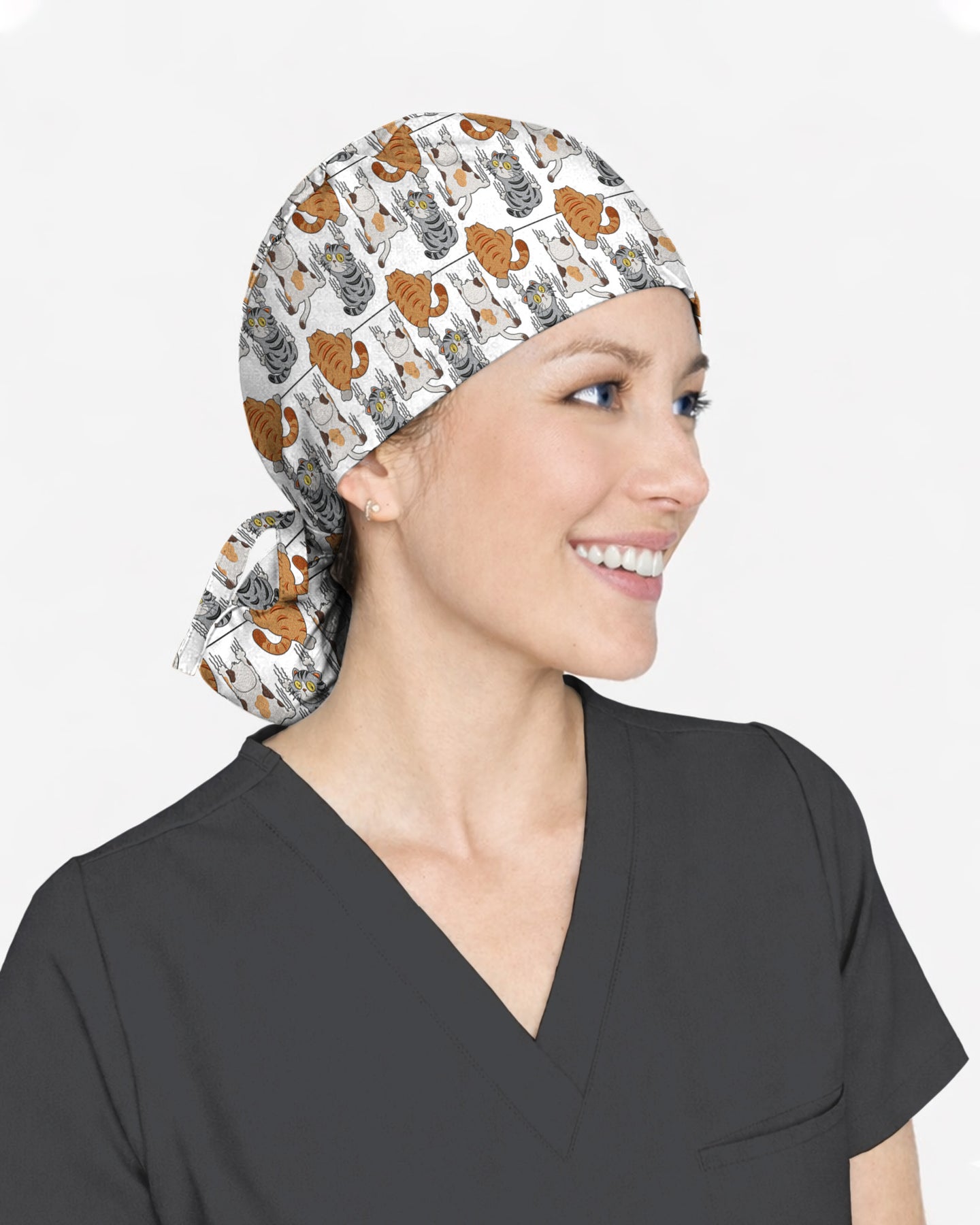Cute Cats Playful Medical Icons Parade Scrub Cap