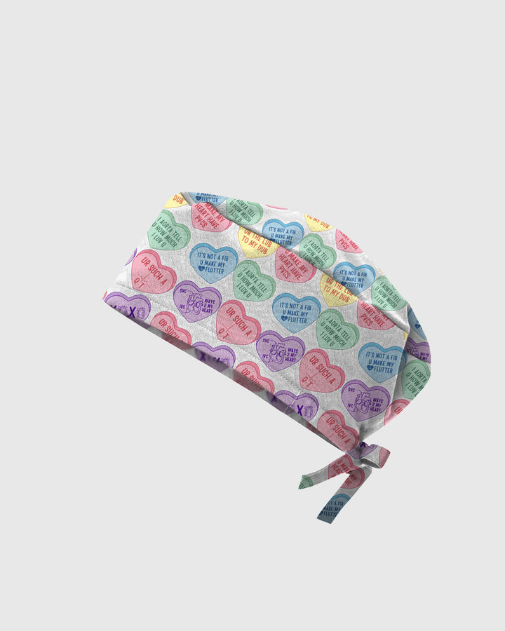 Medical Candy Hearts Sweet Love Vibes Scrub Cap