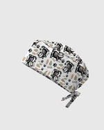 Skeleton Cat Spooky Medical Charm Scrub Cap