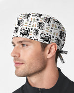 Skeleton Cat Spooky Medical Charm Scrub Cap