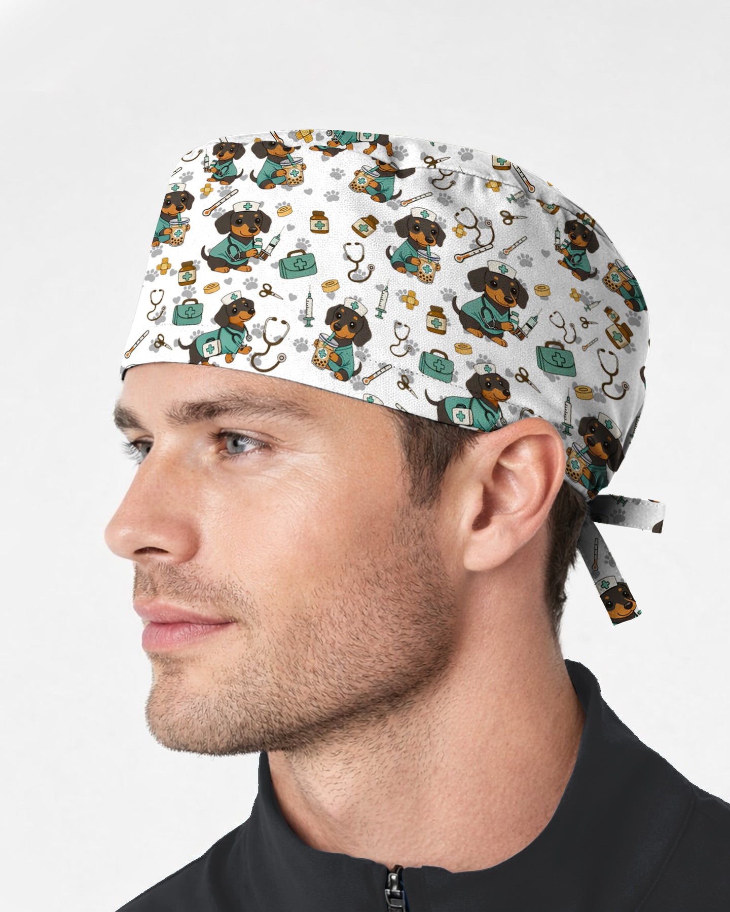 Funny Dachshund Nurse Scrubs Holiday Scrub Cap