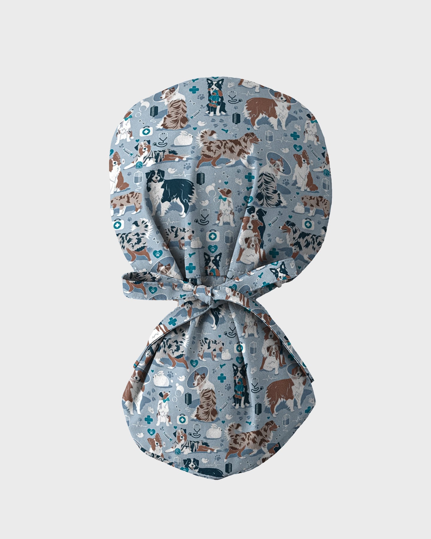 Cute Dog Print Veterinary Top Scrub Cap
