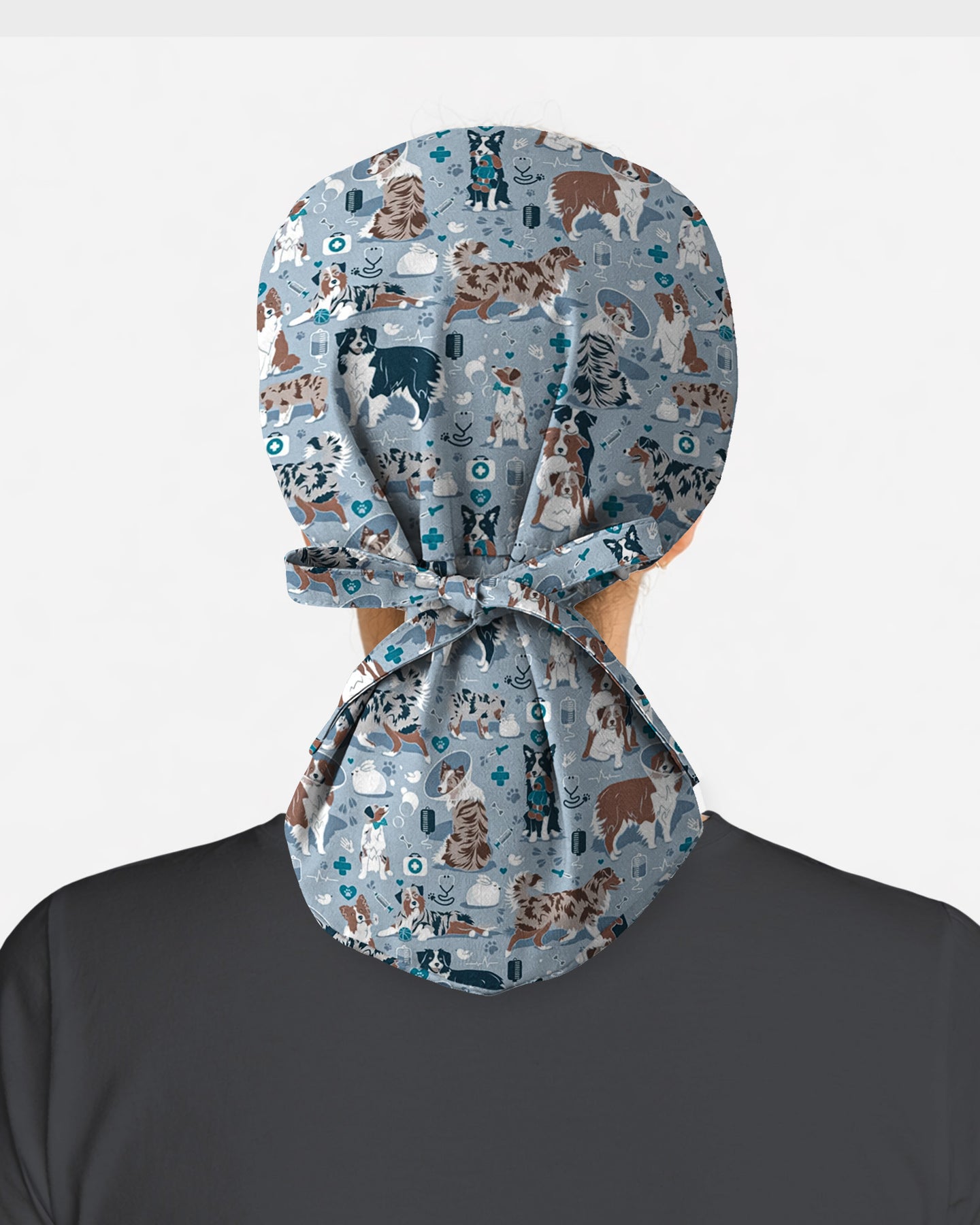 Cute Dog Print Veterinary Top Scrub Cap