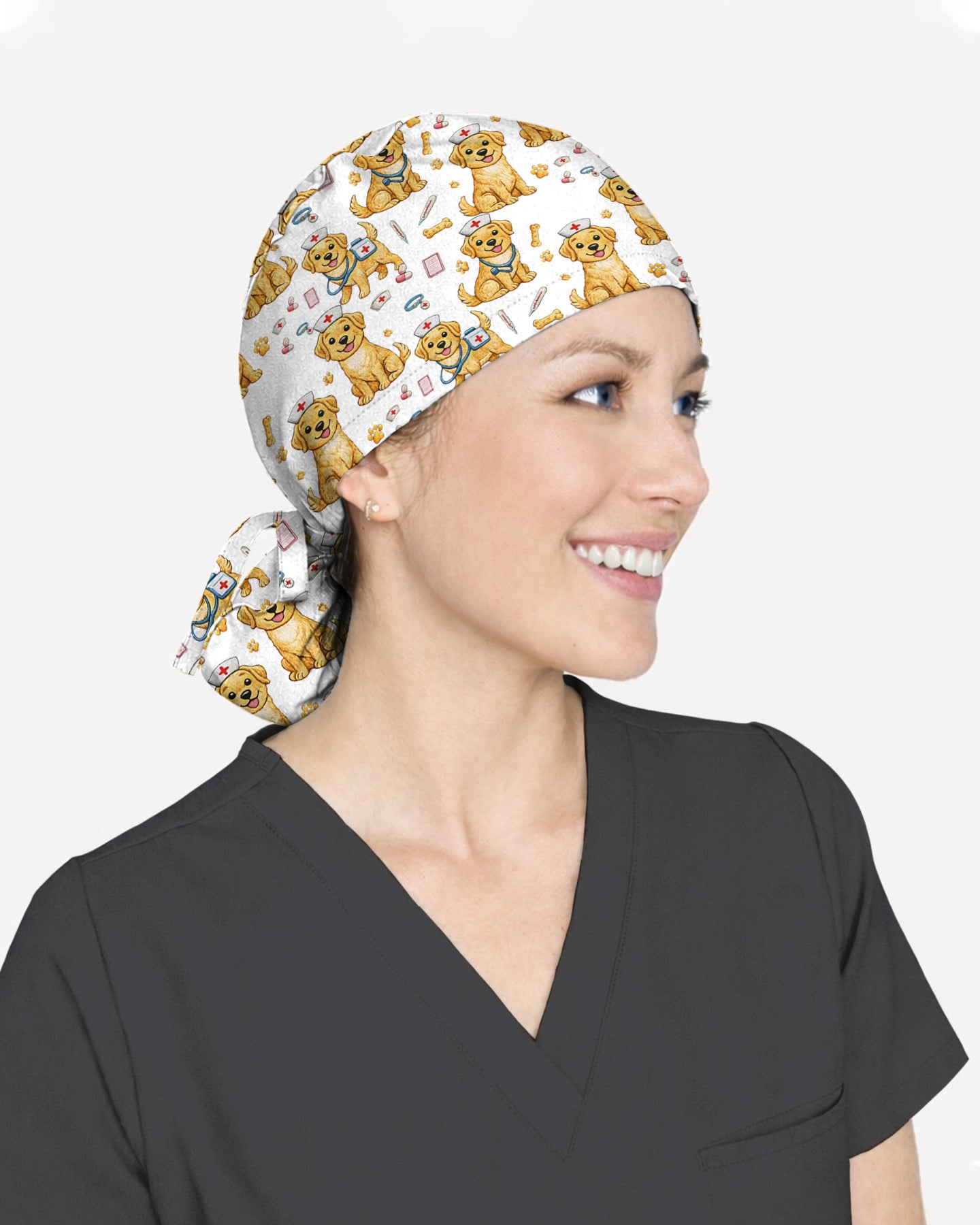 Cute Puppy Nurse Medical Scrub Cap