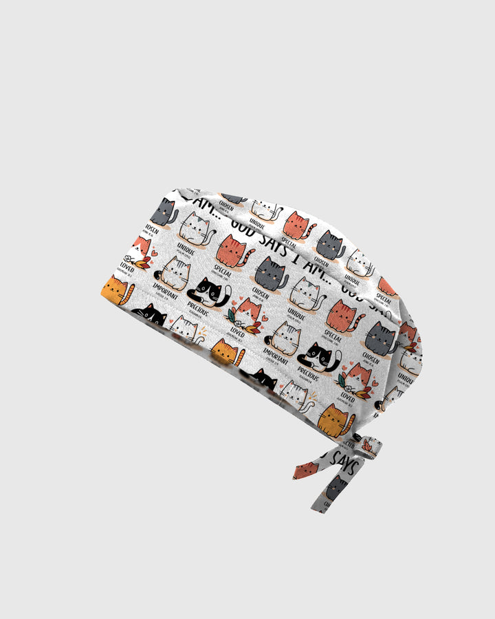Cute Christian Cat God Says I Am Top Scrub Cap