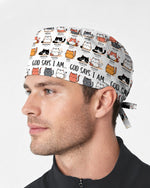Cute Christian Cat God Says I Am Top Scrub Cap