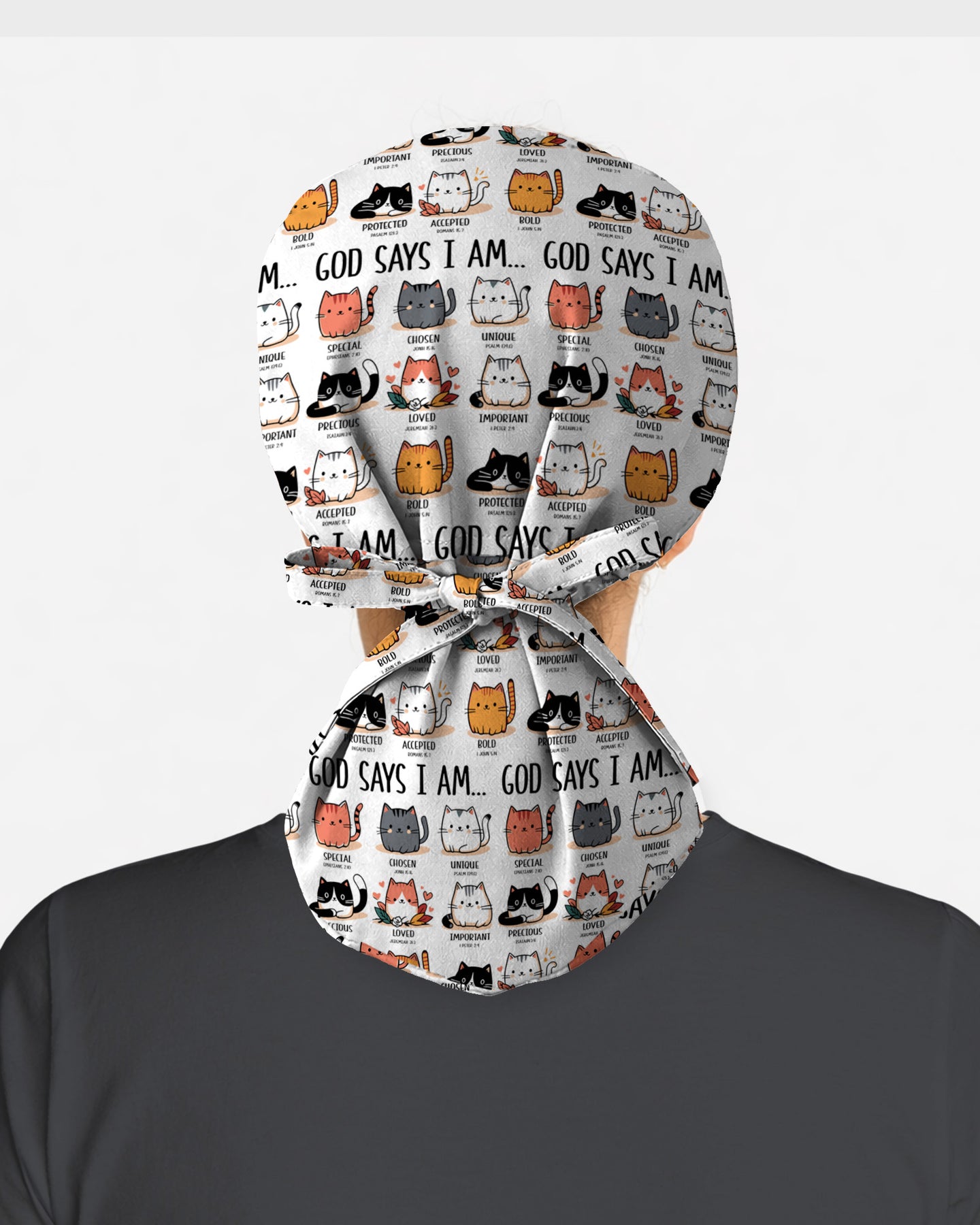 Cute Christian Cat God Says I Am Top Scrub Cap