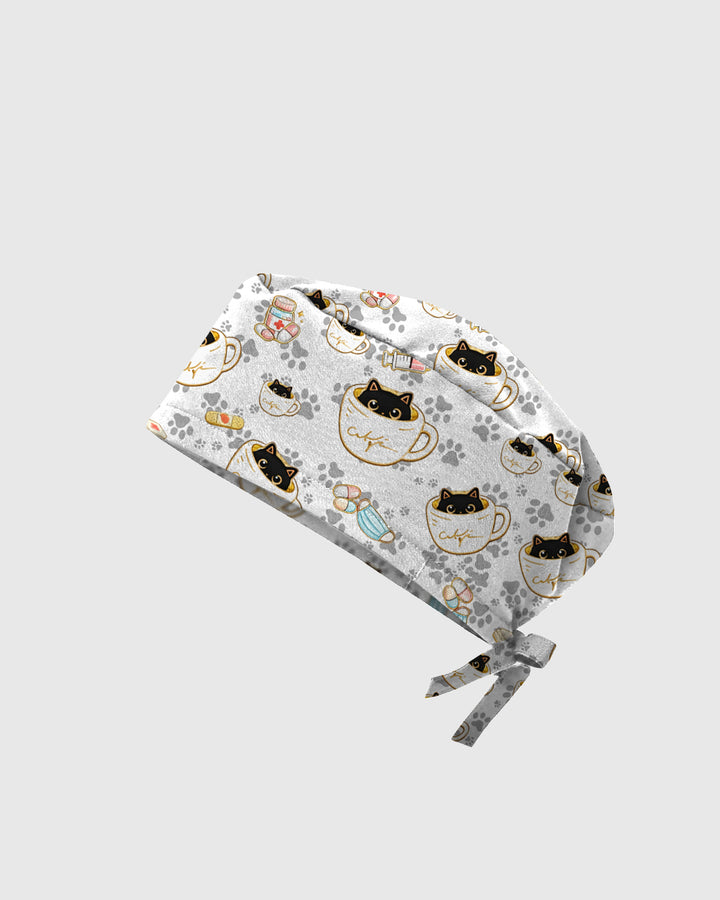 Coffee Cat Healthcare Art Scrub Cap