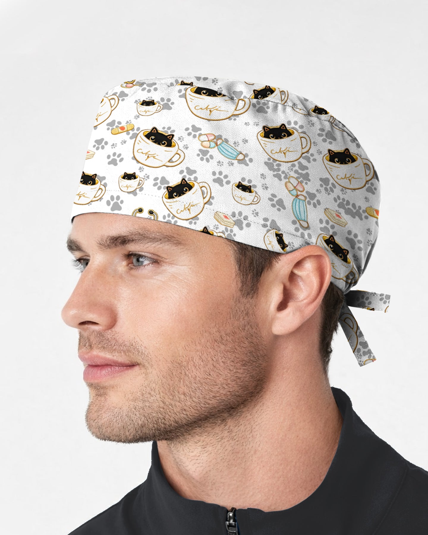 Coffee Cat Healthcare Art Scrub Cap