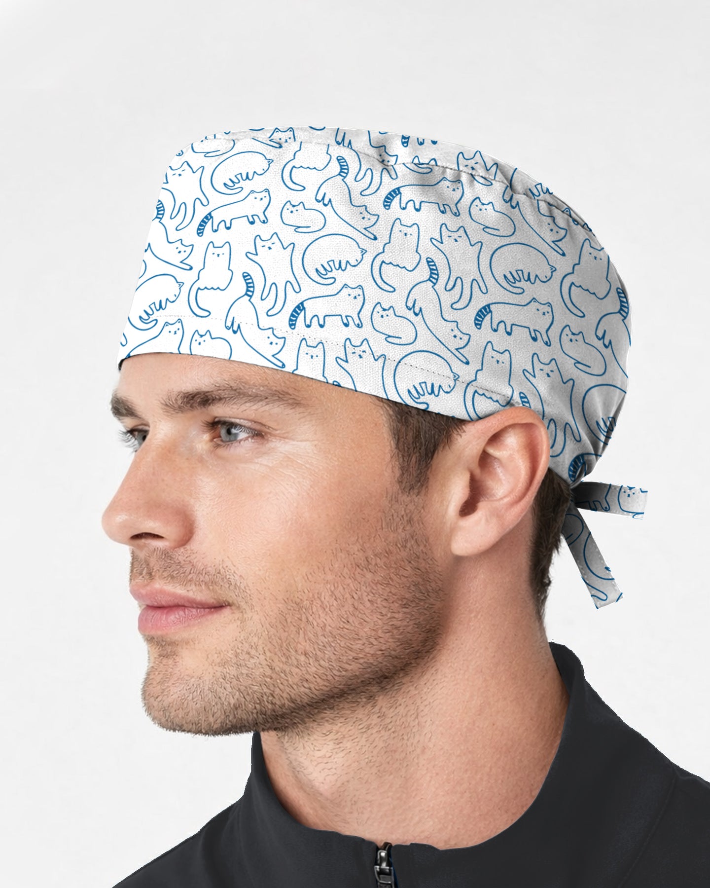 Artistic Cat Medical Illustration Scrub Cap