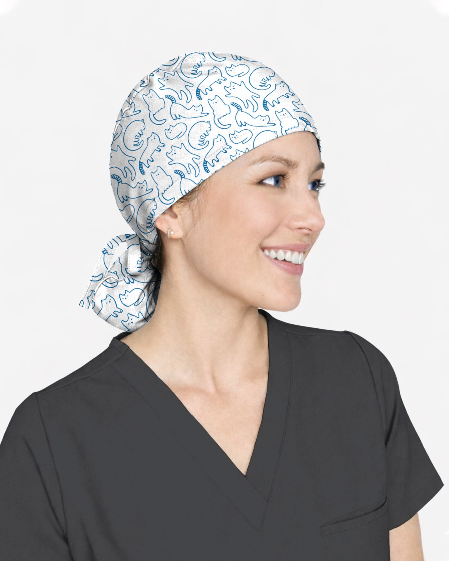 Artistic Cat Medical Illustration Scrub Cap