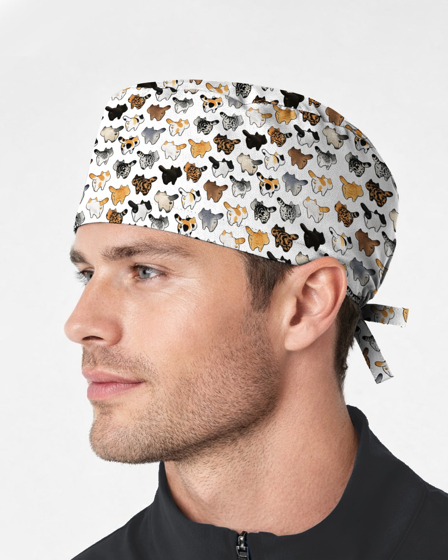 Playful Cat Butt Healthcare Illustration Scrub Cap