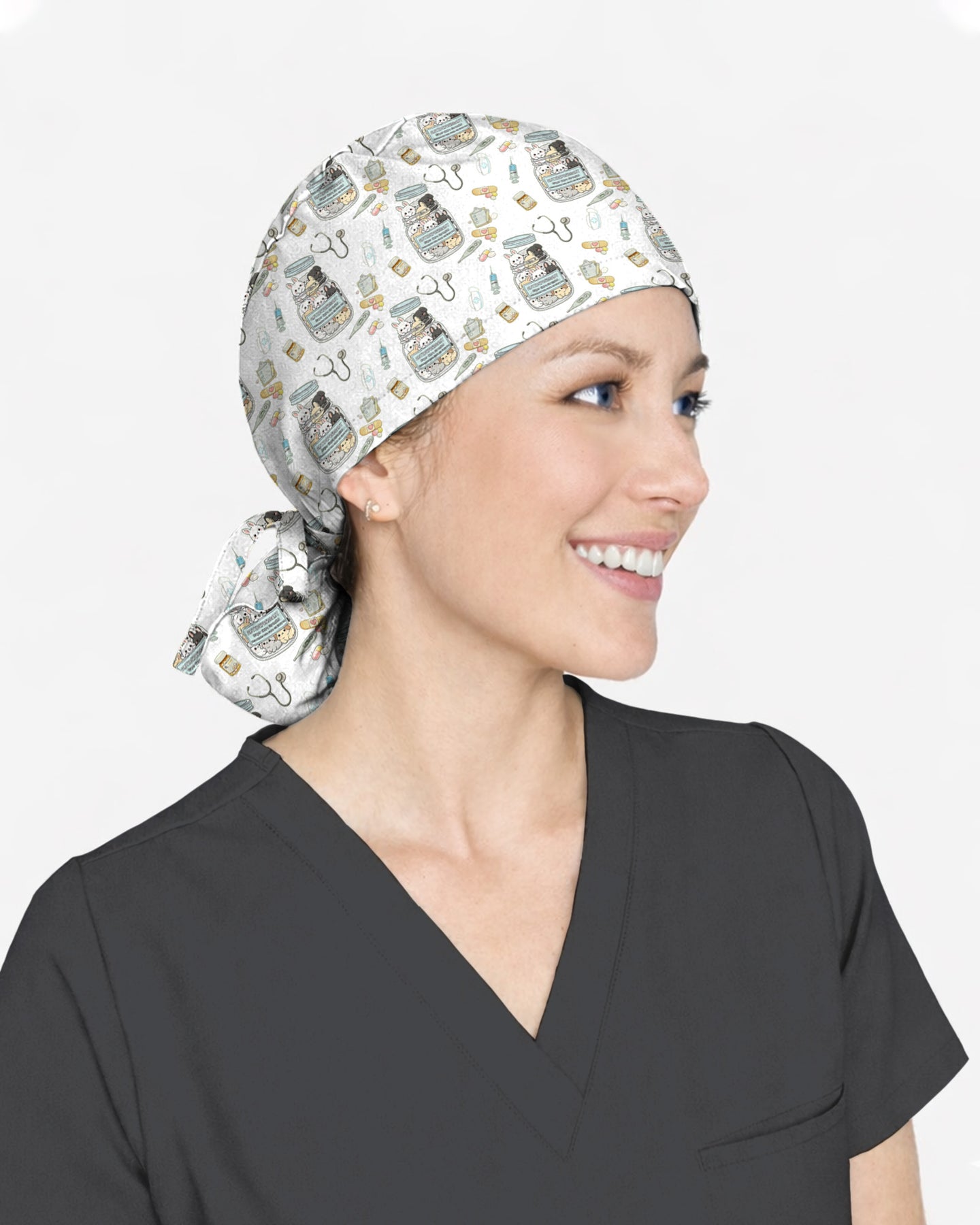 Whimsical Antidepressant Rabbit Jar Scrub Cap
