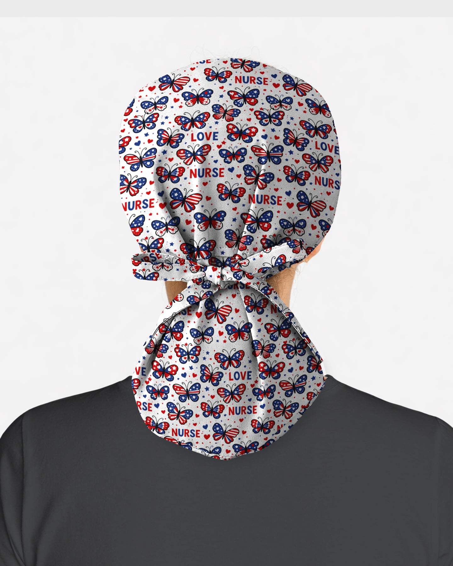 Patriotic American Butterfly Theme Scrub Cap