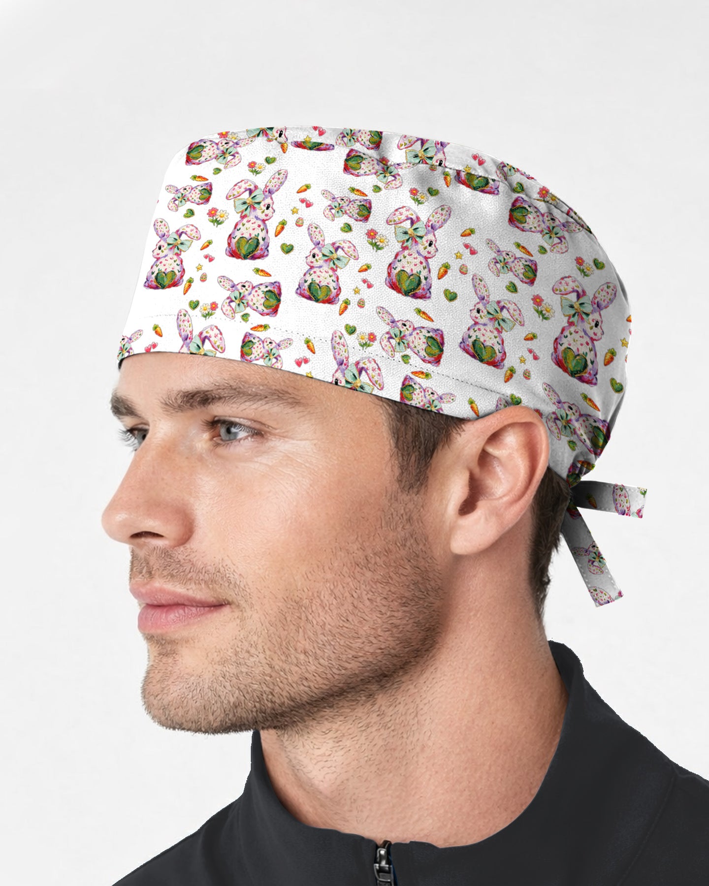 Soft Pastel Easter Bunny Illustration Scrub Cap