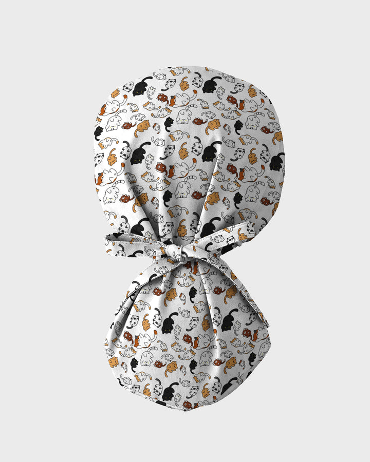 Whimsical Cat Healthcare Illustration Scrub Cap