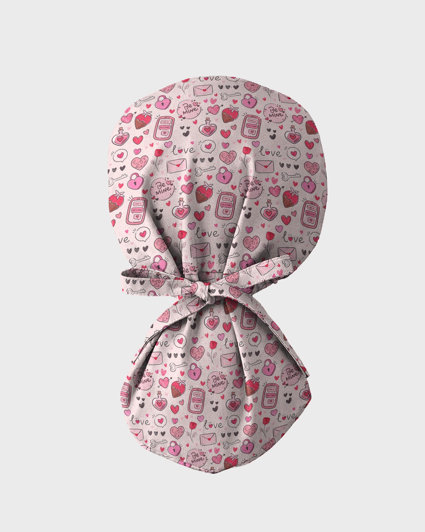 Pink Valentine Heart Theme Scrub Cap