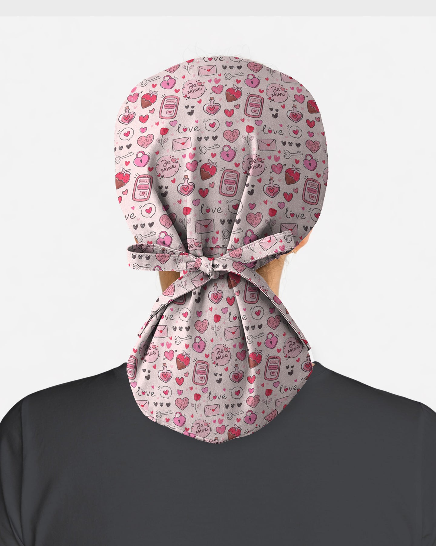 Pink Valentine Heart Theme Scrub Cap