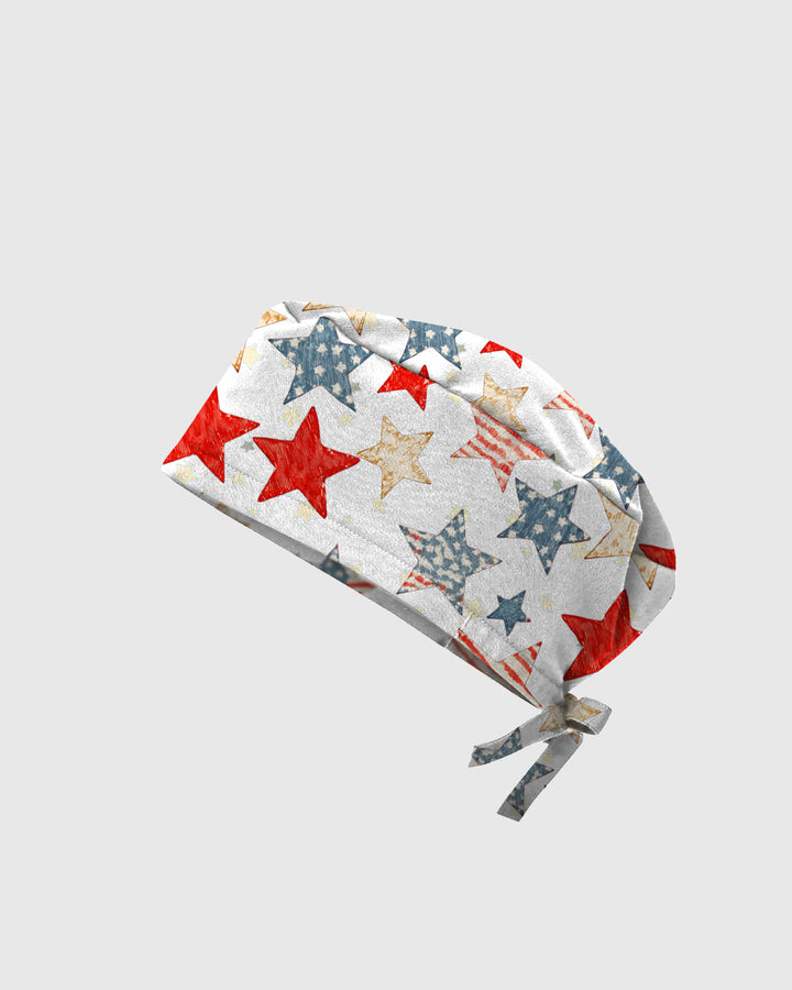 American Patriotic Star Theme Scrub Cap