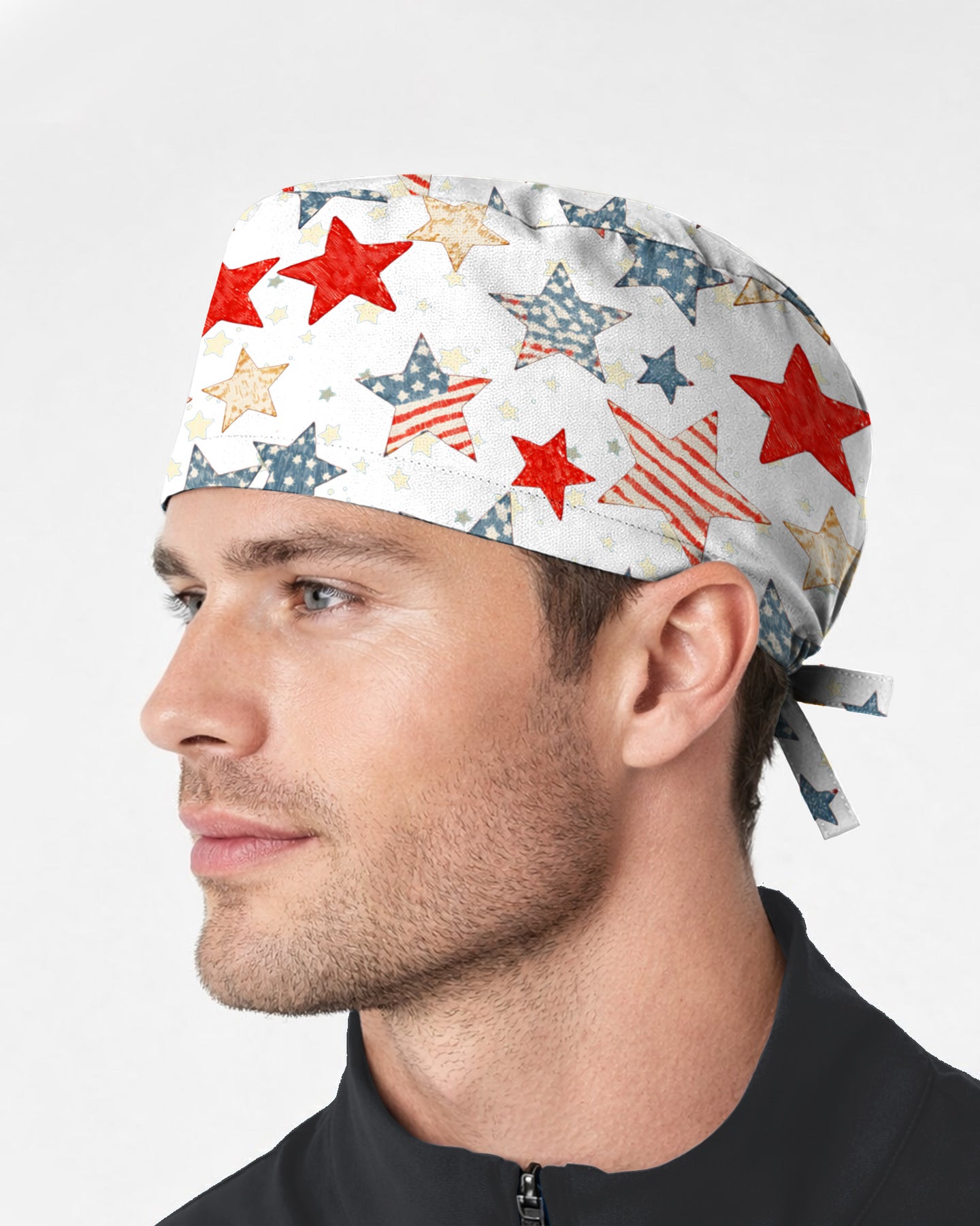 American Patriotic Star Theme Scrub Cap