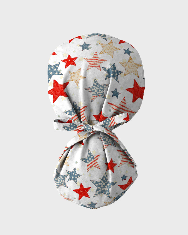American Patriotic Star Theme Scrub Cap