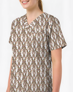 Playful Bunny With Glasses Theme Women Scrub Top