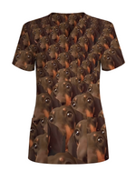 Dachshund Crowd Scrub Top