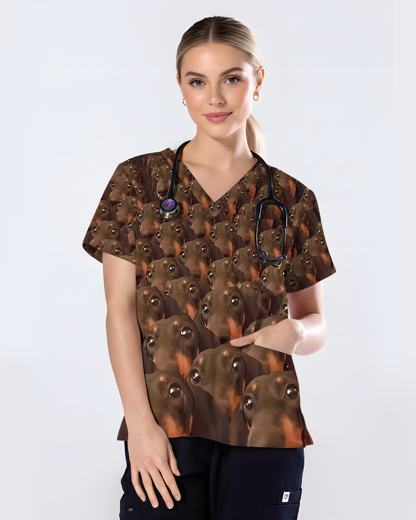 Dachshund Crowd Scrub Top