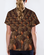 Dachshund Crowd Scrub Top