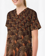 Dachshund Crowd Scrub Top