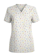 Charming Gingham Cat Dainty Floral Scrub Top