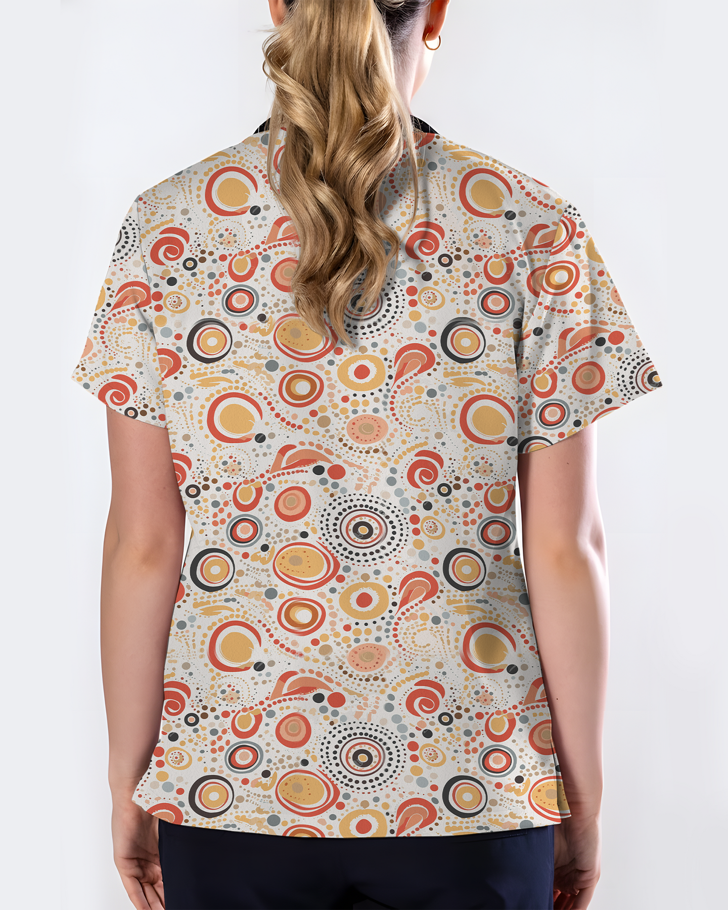 Australian Aboriginal Dot Art Scrub Top