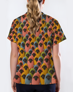 Colorful Knitted Yarn Sheep Nursing Scrub Top