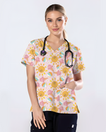 Summer Vibes Tropical Sunshine Mood Women Scrub Top