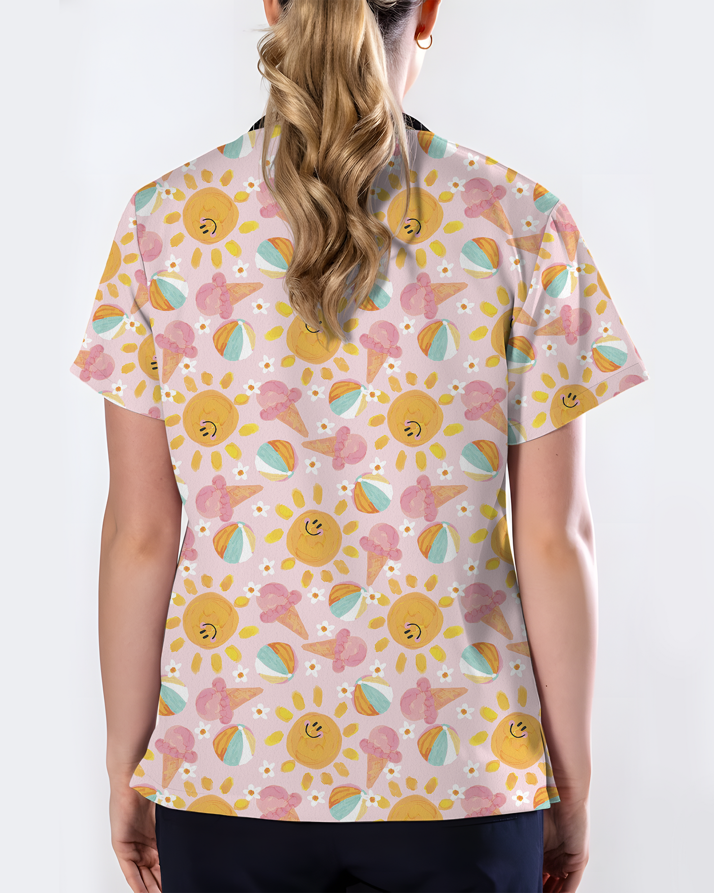 Summer Vibes Tropical Sunshine Mood Women Scrub Top