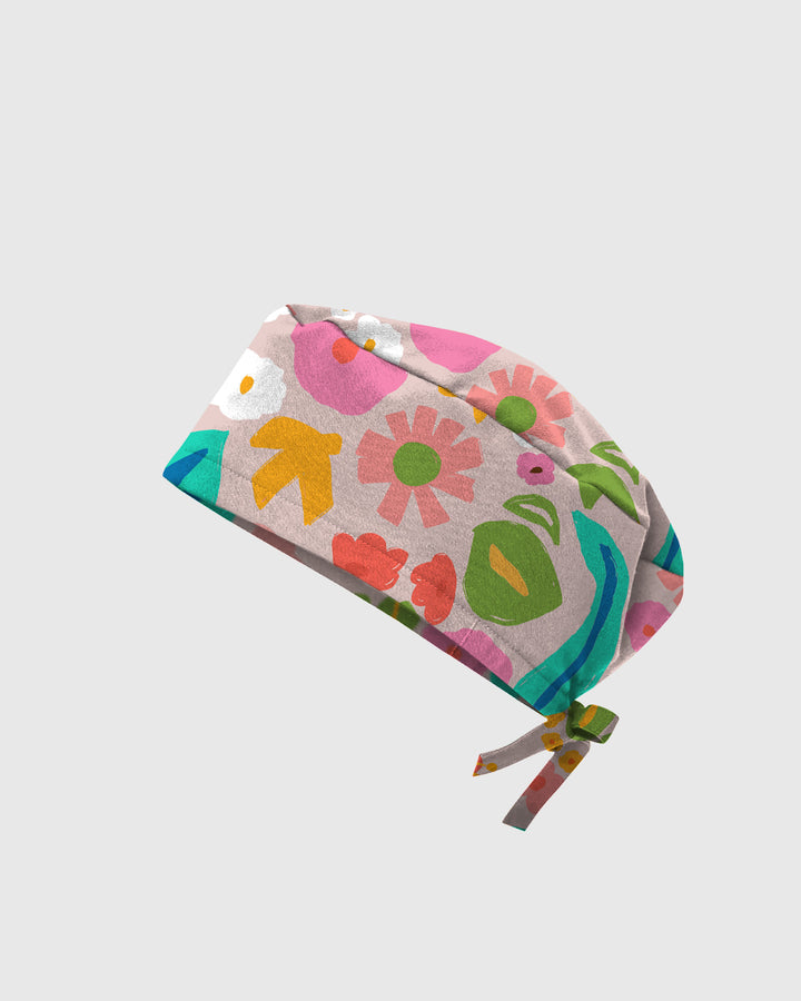 Abstract Garden Floral Harmony Scrub Cap