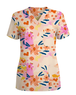 Spring Bloom Fresh Floral Breeze Women Scrub Top