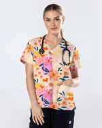 Spring Bloom Fresh Floral Breeze Women Scrub Top