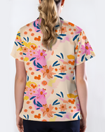 Spring Bloom Fresh Floral Breeze Women Scrub Top