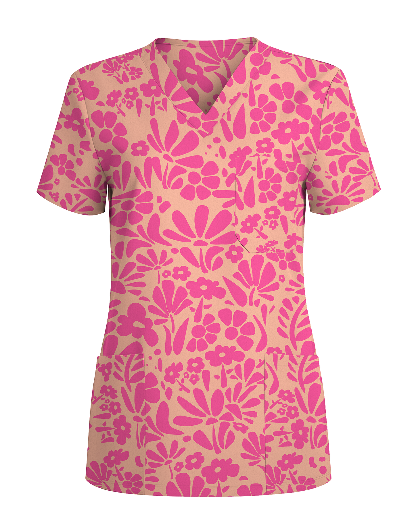 Tropical Blooms Island Paradise Vibes Women Scrub Top