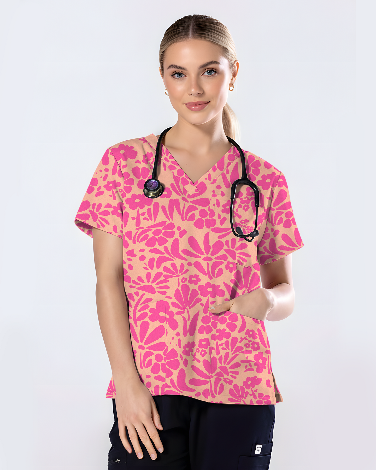 Tropical Blooms Island Paradise Vibes Women Scrub Top