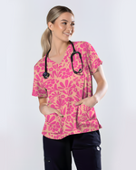 Tropical Blooms Island Paradise Vibes Women Scrub Top
