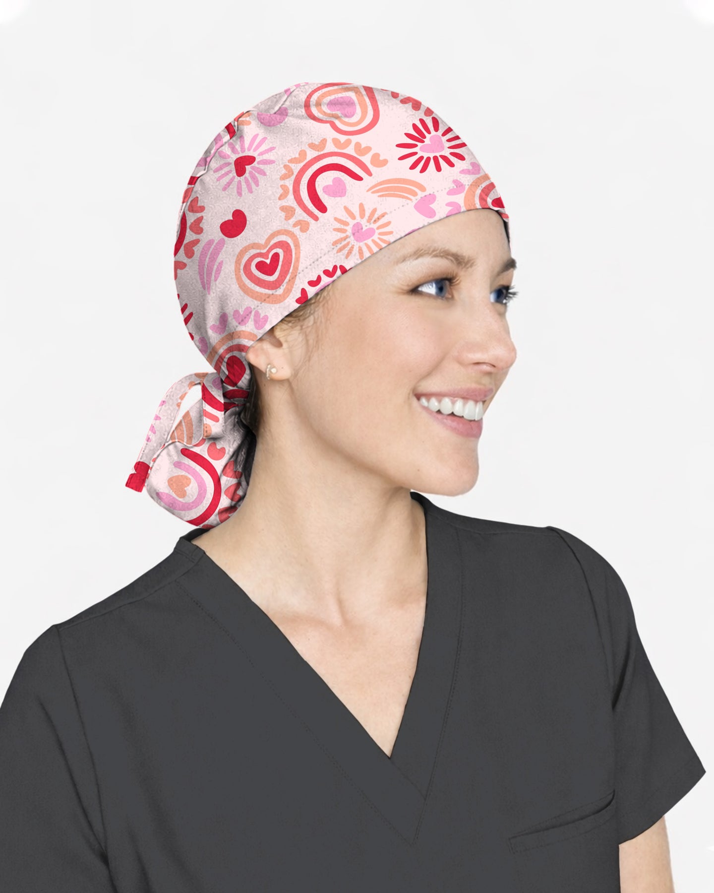 Sweet Heart Charming Love Motif Scrub Cap