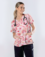 Sweet Heart Charming Love Motif Women Scrub Top