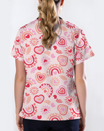Sweet Heart Charming Love Motif Women Scrub Top
