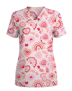 Sweet Heart Charming Love Motif Women Scrub Top
