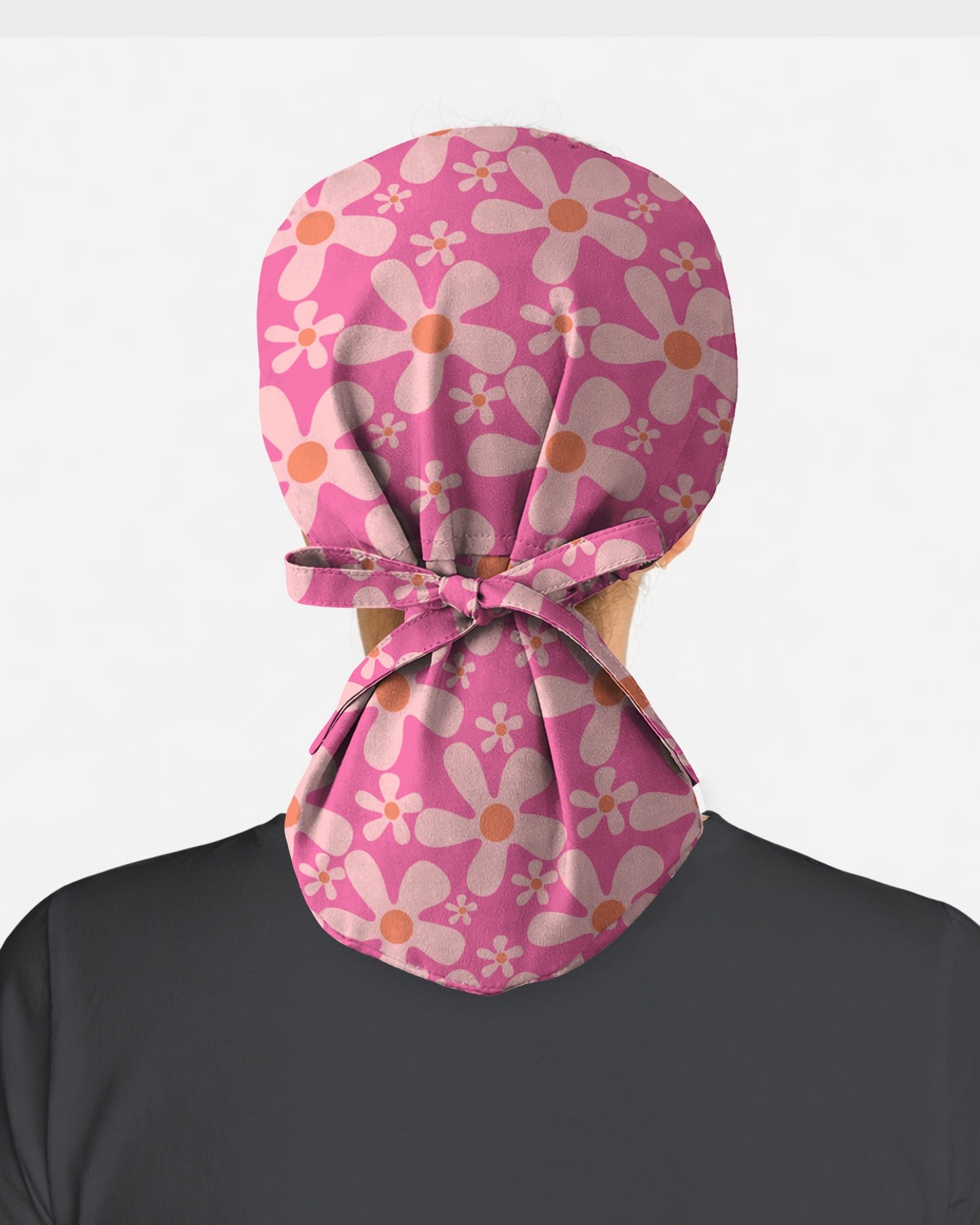 Groovy Pink Retro Disco Waves Scrub Cap
