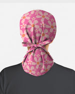 Groovy Pink Retro Disco Waves Scrub Cap