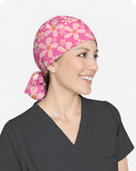 Groovy Pink Retro Disco Waves Scrub Cap